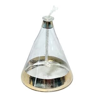 Vintage Cone Shaped Perfume Bottle with Dauber Wick Hand Blown Glass 3"